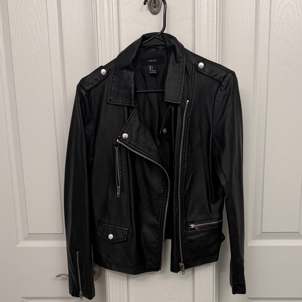 Women's Black  Faux Leather Jacket